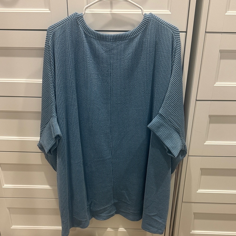 ANDREE BY UNIT Blue Knit Blouse - Picture 2 of 5